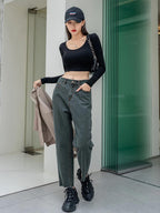 Kotty WomenS High Rise Cotton Lycra Blend Ankle Length Relaxed Fit Jeans Forest Green