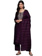 Gerua By Libas Yoke Design Silk Blend Straight Kurta With Trouser and Dupatta