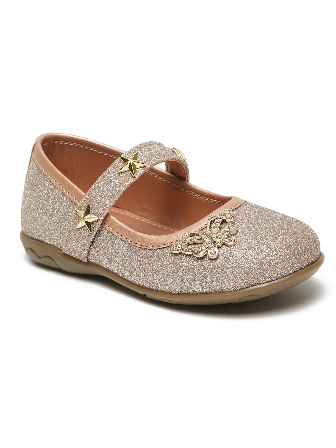 Quueenskids Kids Butterfly Shinning Ballarinas for Girls | Flat Ballet Party Casual | Comfortable SlipOn Ballet Flats |Festive  2-2.5