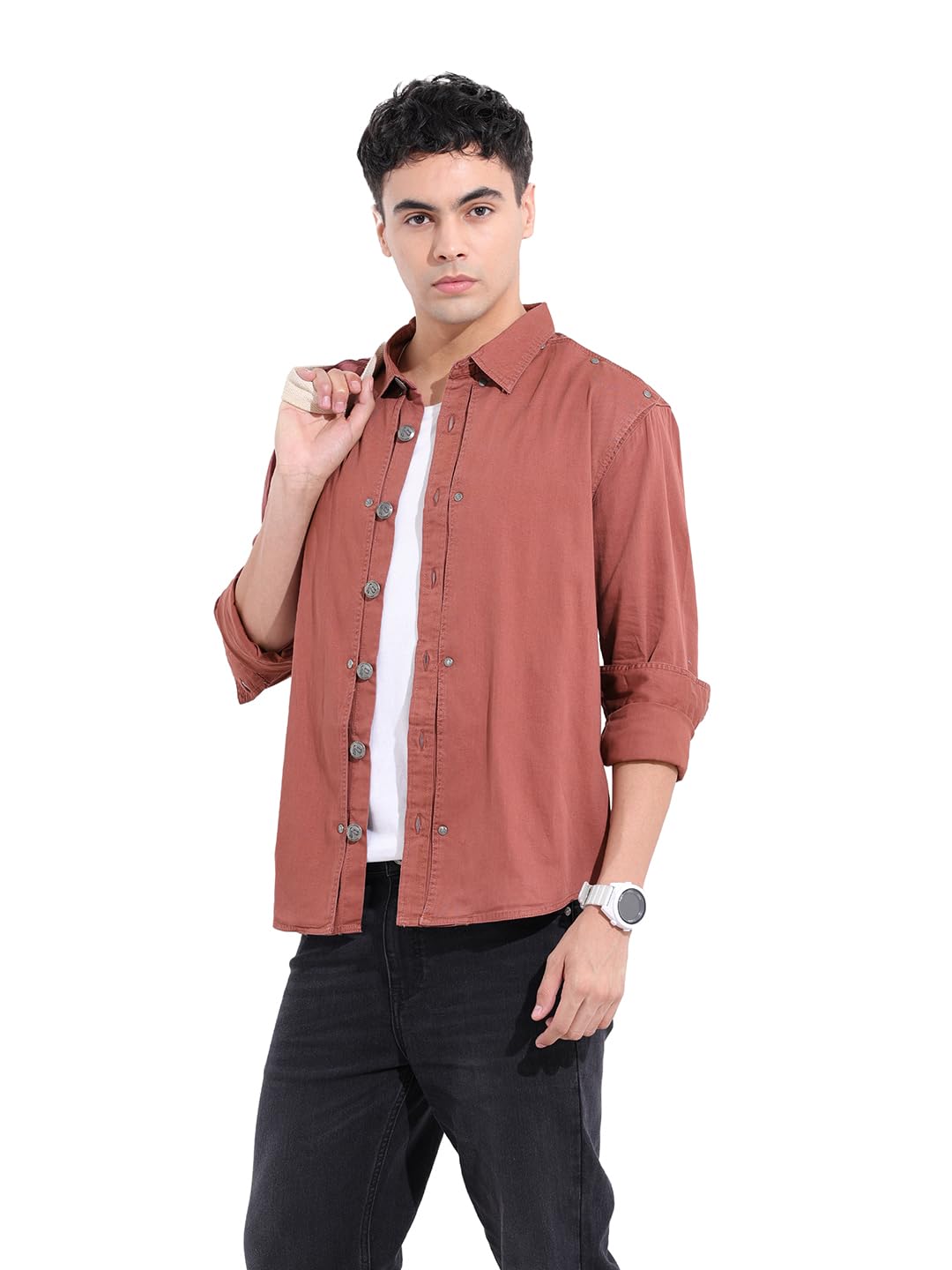 The Indian Garage Co Mens Regular Fit Solid Cutaway Collar Long Sleeves Street Sweater