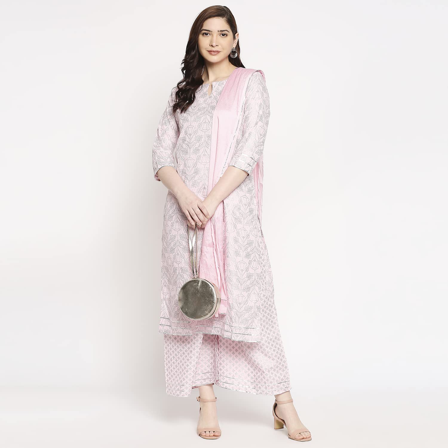 Anni Designer Women'S Cotton Straight Kurta With Palazzo & Dupatta (Doli Pink_Gsk)