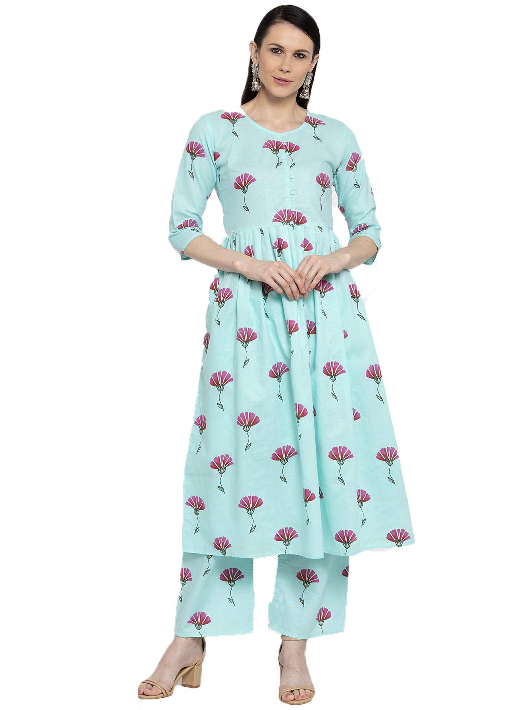 ANNI DESIGNER Women 's Kurta, Blue, 44