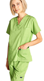 Dagacci Medical Uniform Womens Medical Scrub Set Shirt Top and Pant, Apple Green, Medium, Short Sleeve