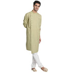 Manyavar Mens Kurta, Full Sleeves Solid Colour Viscose Blend Kurta for Men Green (XX-Large)