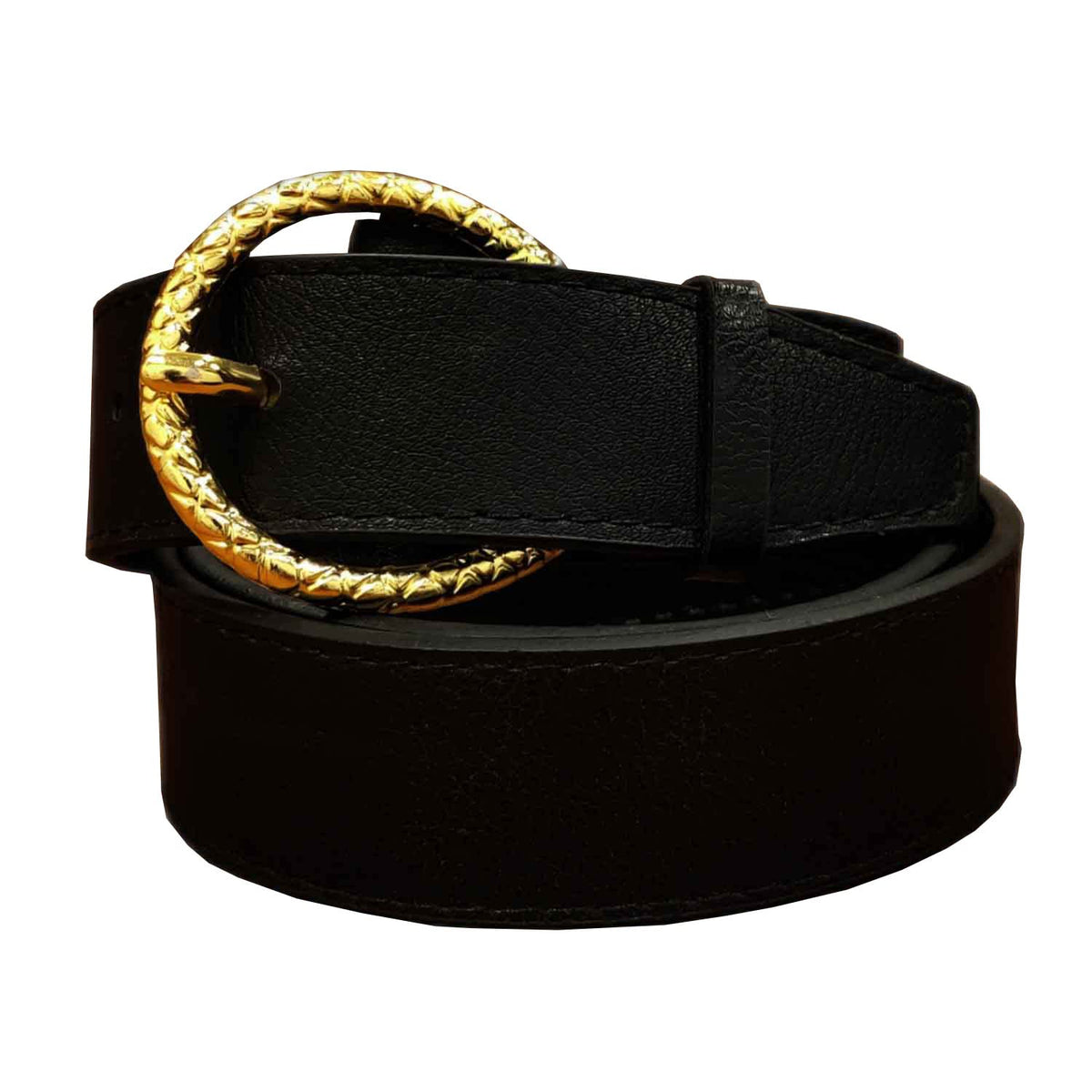 Urbanity WomenS Horse Shoe Antique Buckle Pu Leather Waist Belt (30, Golden) 30