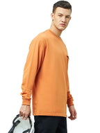 Bewakoof Heavy Duty 1.0 Mens Solid Super Loose Fit Full Sleeve Round Neck Terry T-Shirt_617042_Orange_XL