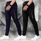 Tee Projekt Lycra Combo Soild & Zippered Pockets Style Regular Fit Track Pant for Men Jogger, Gym Wear, Yoga
