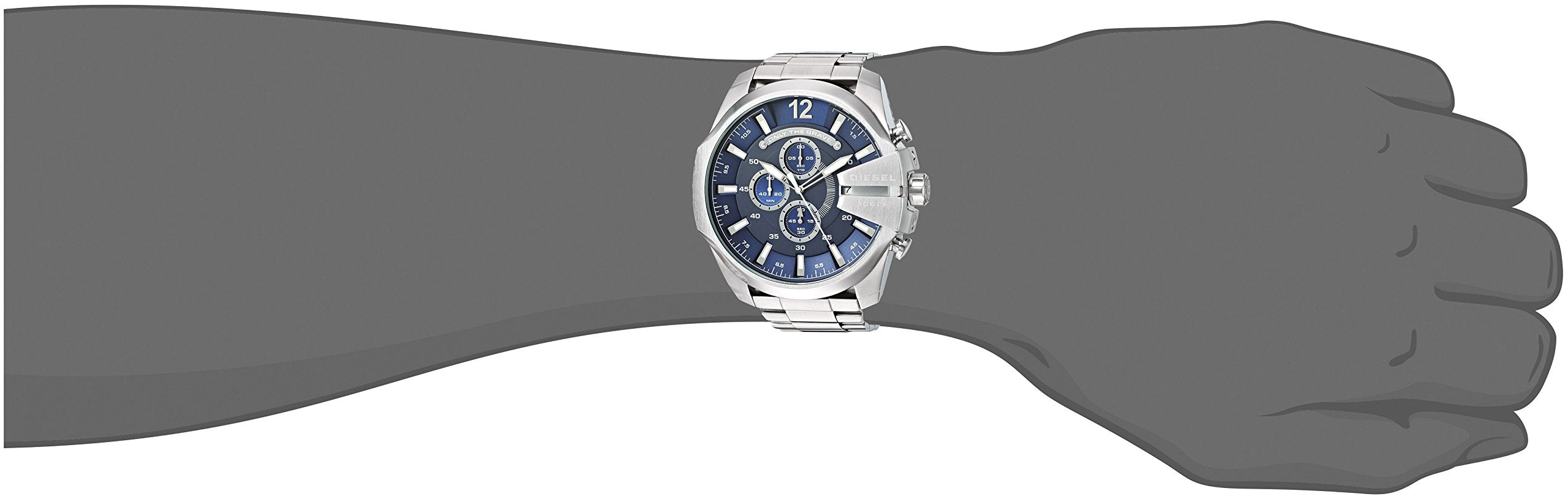 Diesel Mega Chief Stainless Steel Chronograph Men's Watch, Color: Silver (Model: DZ4417)