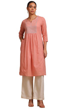 Soch Women Cotton Dobby Solid Kurta with Sequins