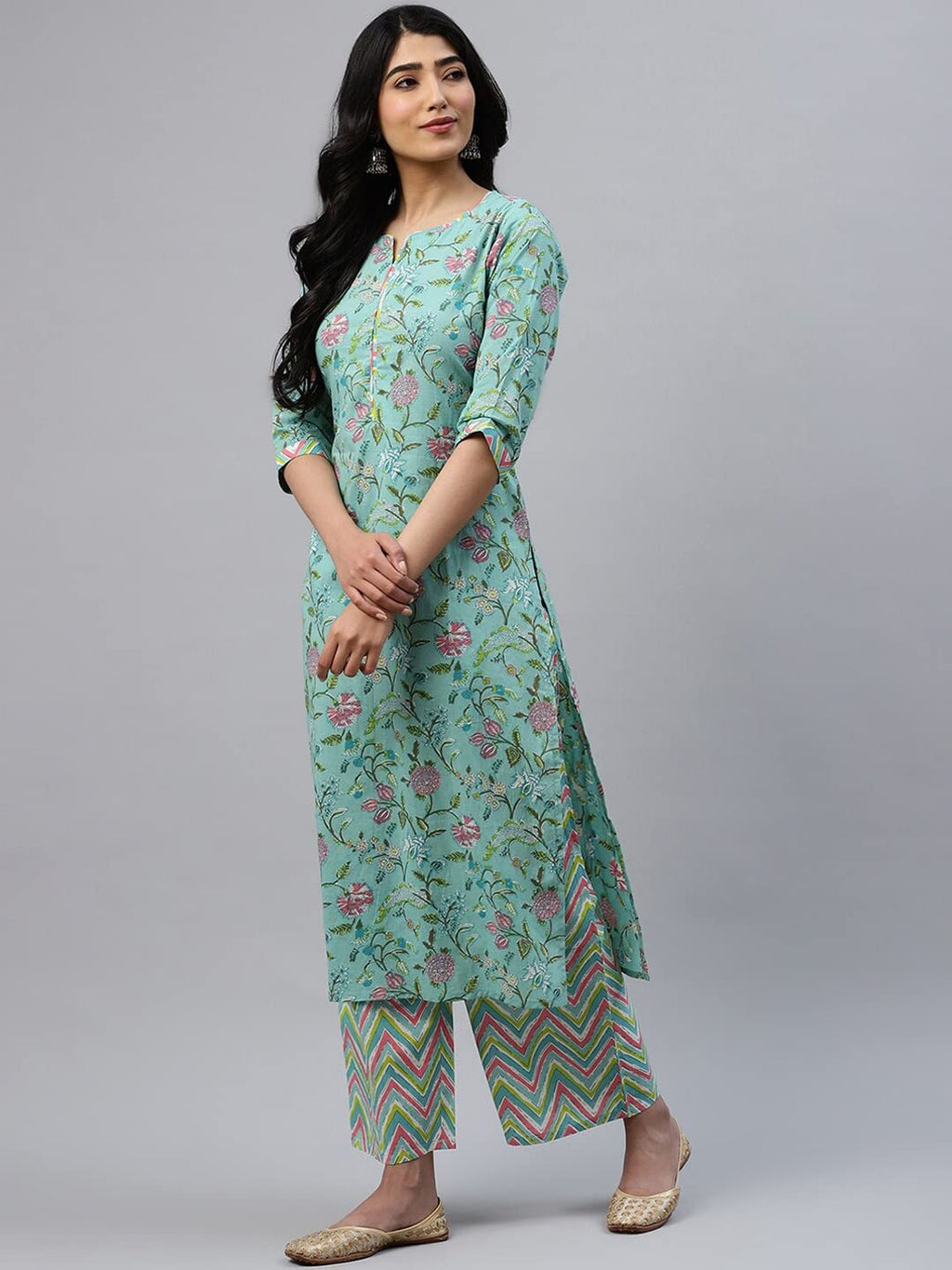 Gosriki Women Kurta With Palazzos & Dupatta