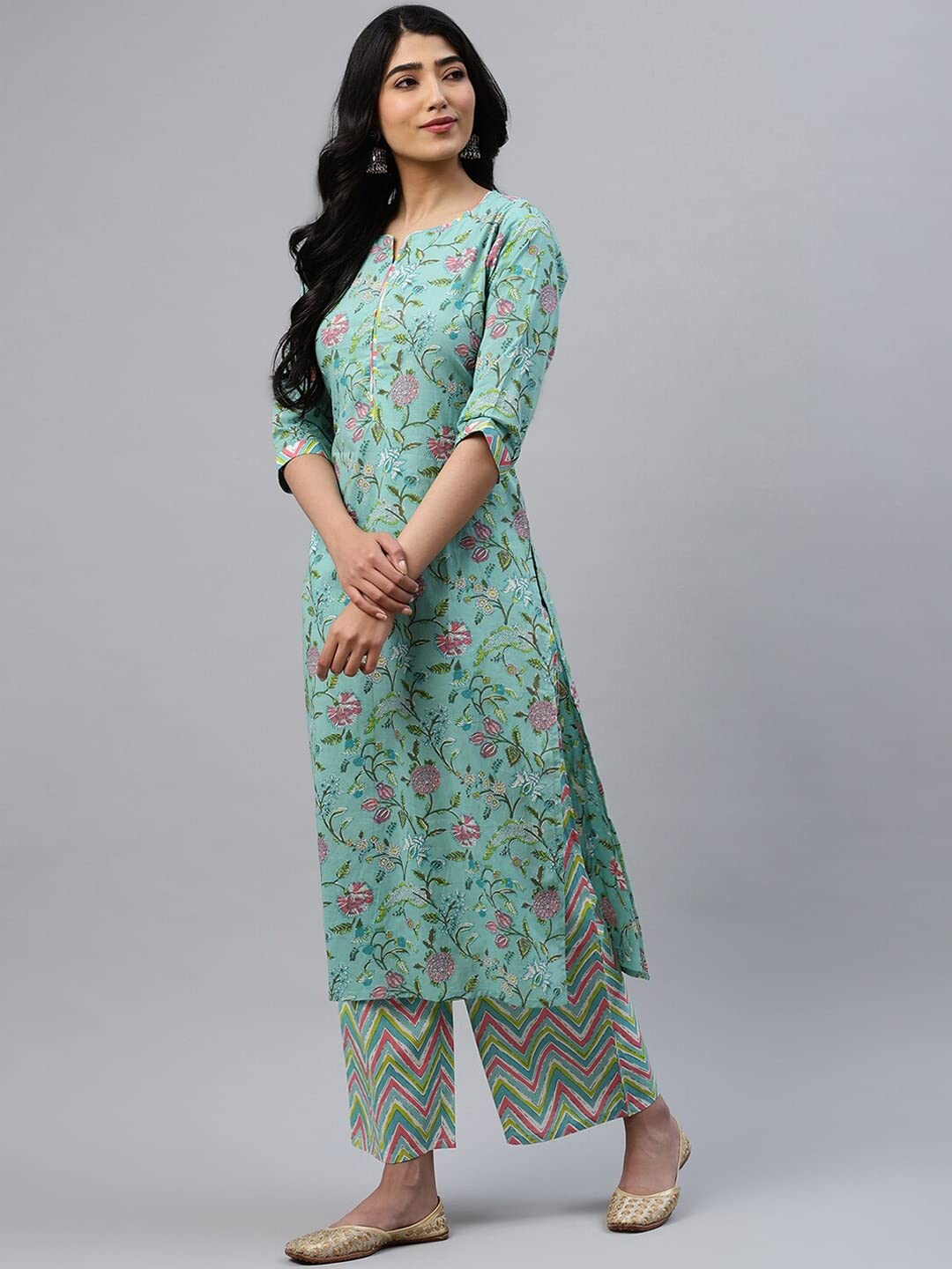 Gosriki Women Kurta With Palazzos & Dupatta