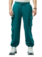 Bewakoof Mens Solid Super Loose Fit Terry Cargo Joggers_ 604172 Green S