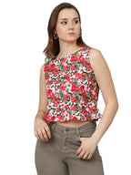 Kotty WomenS Sleeveless Crepe Febric Printed Stylish Top(Multicolor,M)