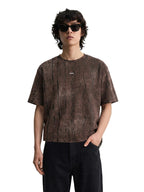 The Indian Garage Co Mens Boxy Fit Distressed Half Sleeves Crew Neck T-Shirt