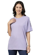 Rigo Back Printed Half Sleeves Round Neck Oversized T-Shirt for Women | Drop Shoulder T-Shirt | Loose Baggy Fit T-Shirt for Wome