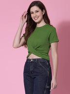 OOMPH! Crop Tops for Women, Green - mt593