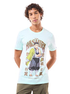 Bewakoof Official Demon Slayer Merchandise Stone Hashira Mens Graphic Printed Regular Fit Half Sleeve Round Neck Pure Cotton T-