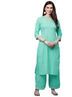 ANNI DESIGNER Kurta woman with palazzo, Sea Green, Medium