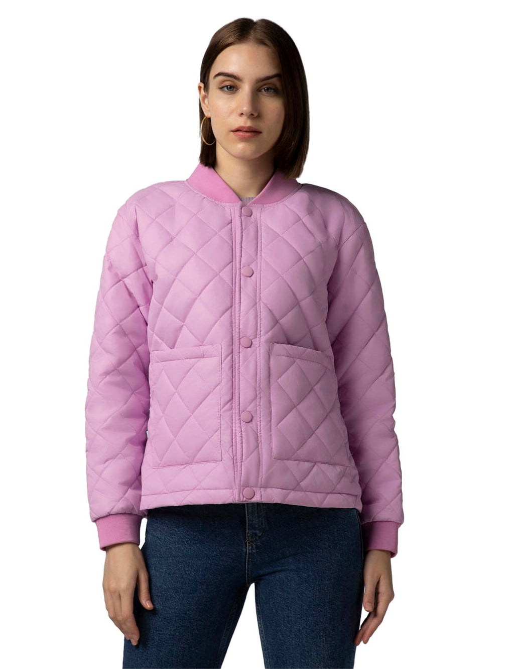FYLTR Womens Winter Puffer Jacket with Patch Pockets - Stylish Boxy Fit | Full Sleeves | Extended Placket | Snap Button | Casua