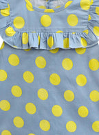 A.T.U.N. (ALL THINGS UBER NICE) Girls Polka Dots Regular Top Blue-Yellow