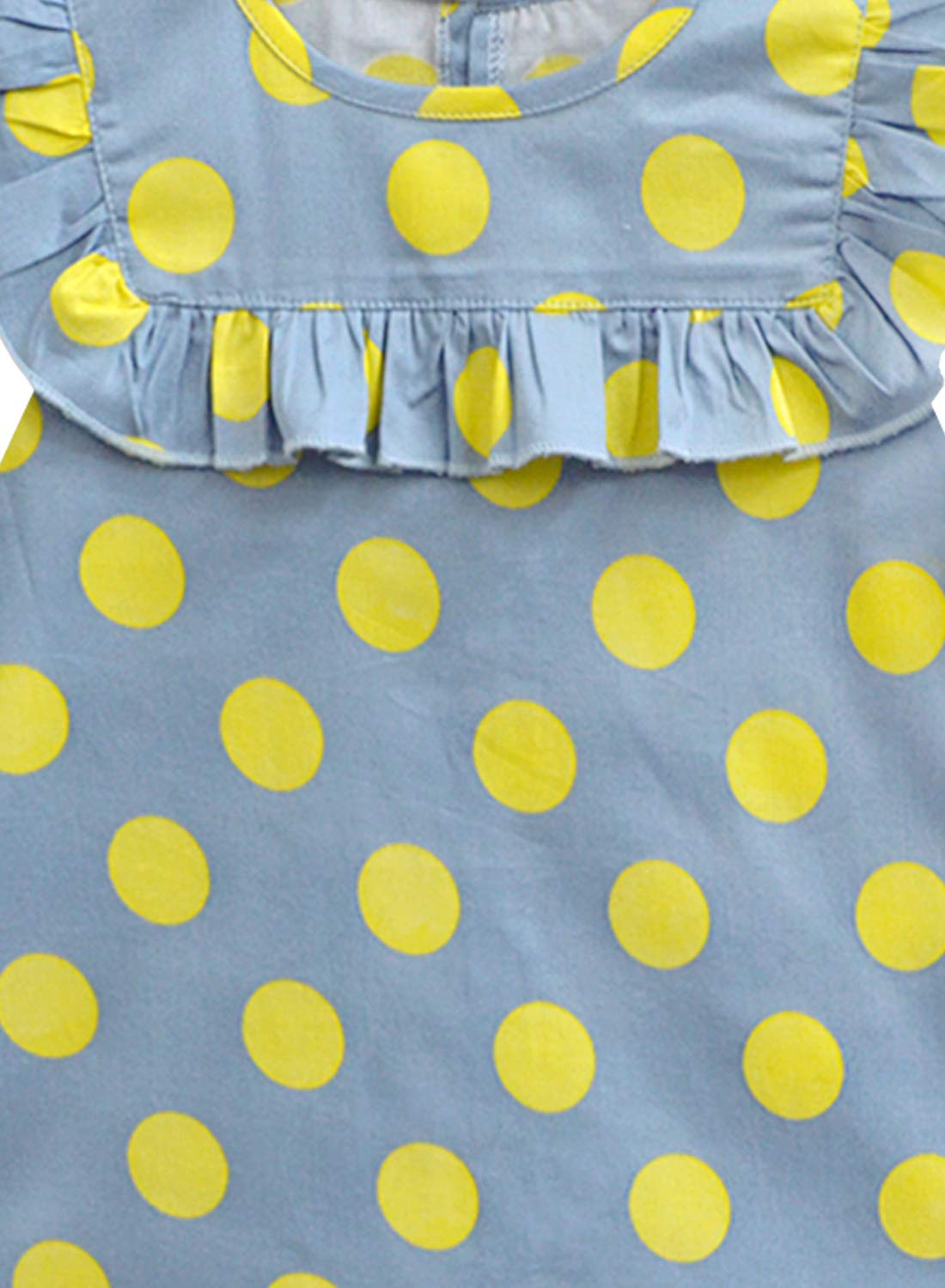 A.T.U.N. (ALL THINGS UBER NICE) Girls Polka Dots Regular Top Blue-Yellow