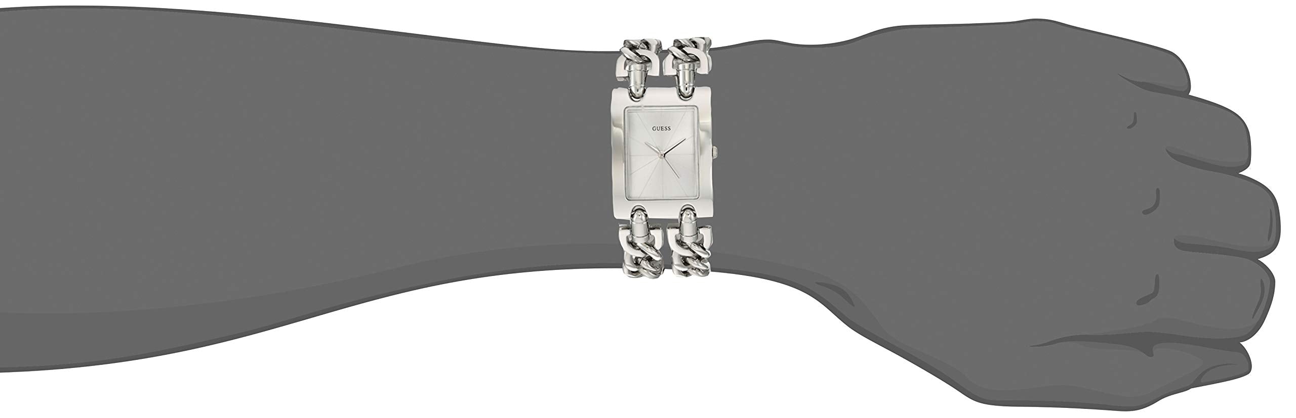 GUESS Women's Silver-Tone Multi-Chain Bracelet Watch with Self-Adjustable Links. Color: Silver-Tone (Model: U1117L1)