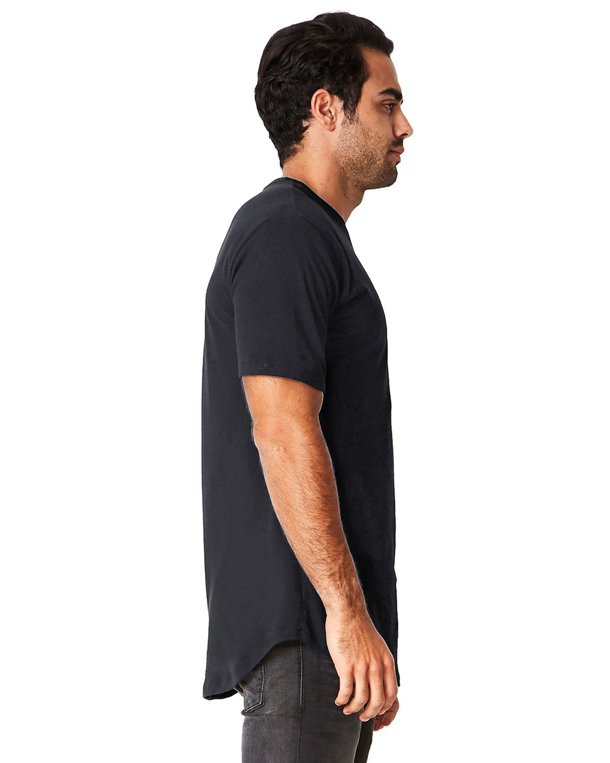 Mens cotton Long Body crew - BLAcK - S(D0102H7NE46)