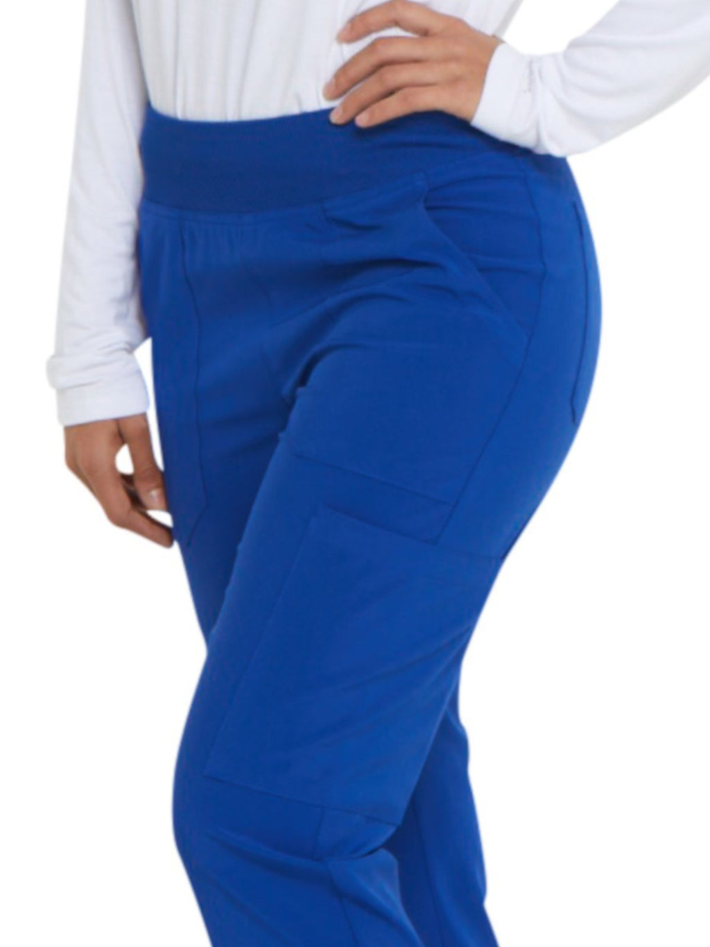 Dickies Women's Scrub Pants Natural Rise Tapered Leg Pull-On Bottoms with 7 Pockets and Knit Waistband DK005, XXS, Galaxy Blue