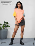 The Souled Store|Solids: Yellow, Pink & Grey Colourblock Women and Girls T-Shirts|Half|Loose fit Solid| 100% Cotton Multicolored