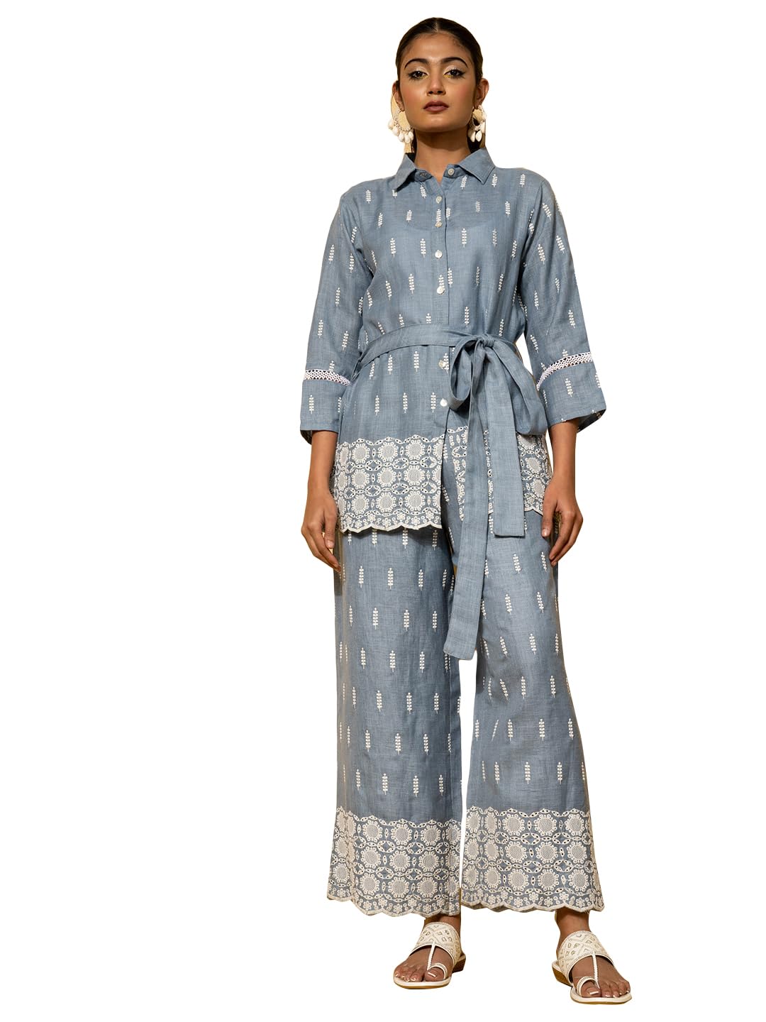 Libas Womens Embroidered Linen Co-Ord Set For Women