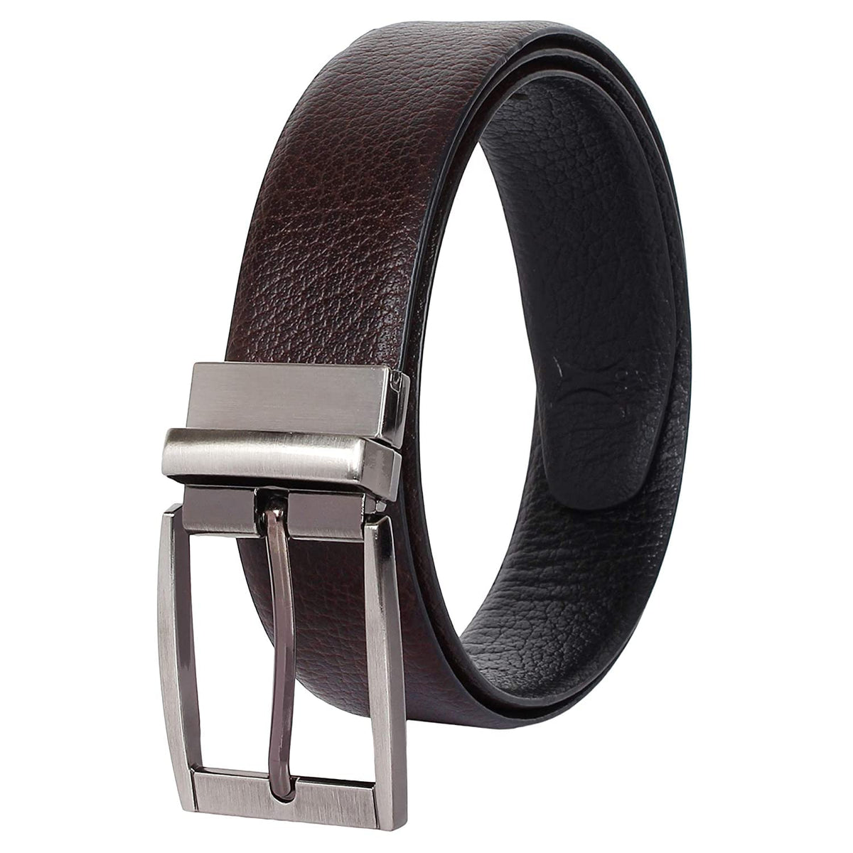 Swhf Reversible Leather Belt For Men | Black & Brown | Formal & Casual Wear | Adjustable Waist | Genuine Leather | Metal Buckle  40