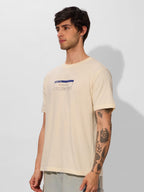 The Souled Store Official Solids: Log Off Men and Boys Short Sleeve Round Neck Graphic Printed Regular Fit Cotton T-Shirts