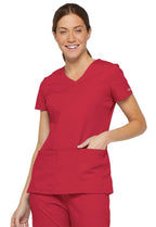 Dickies Women's EDS Signature V-Neck Top with Multiple Patch Pockets, Red, X-Large