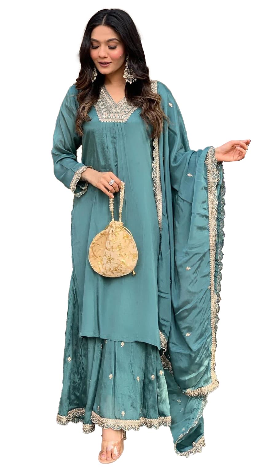 Fashion Basket Silk Embroidered Kurta Set With Duptta For Women