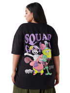 Bewakoof Heavy Duty 1.0 Official Spongebob Merchandise Womens Graphic Print Oversized Fit Half Sleeve Round Neck CottonPoly Plu