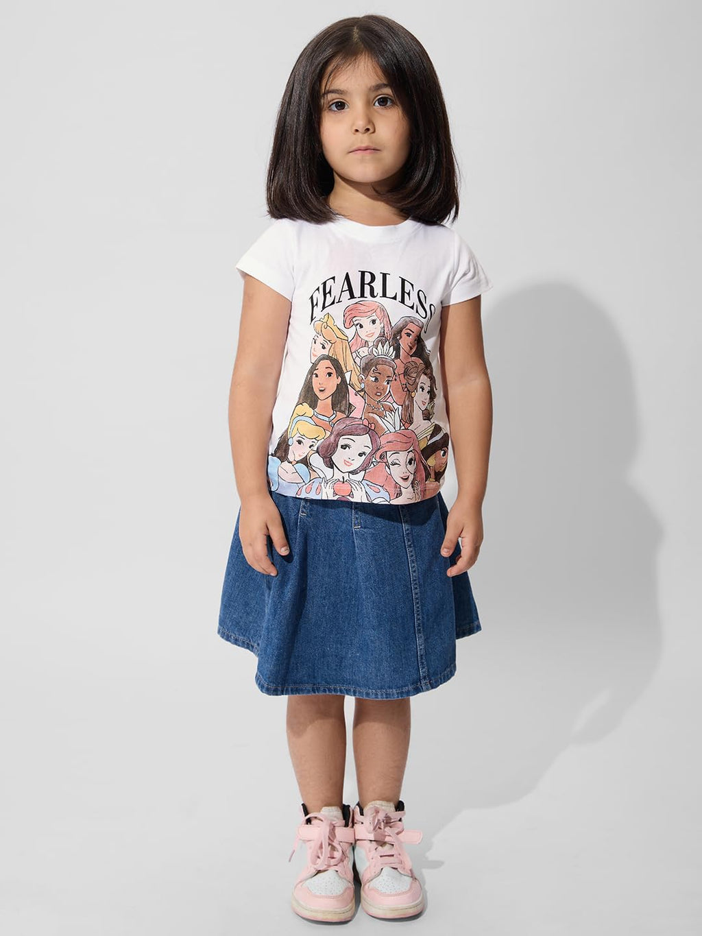 The Souled Store Official Disney Originals: Fearless Princess Girls Short Sleeves Round Neck Green Graphic Printed Regular Fit C