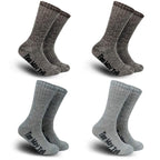 Time May Tell Mens Merino Wool Hiking Cushion Socks Thermal Warm Crew Winter Boot Socks Pack (2Brown,Light Grey,Dark Grey(4 pair