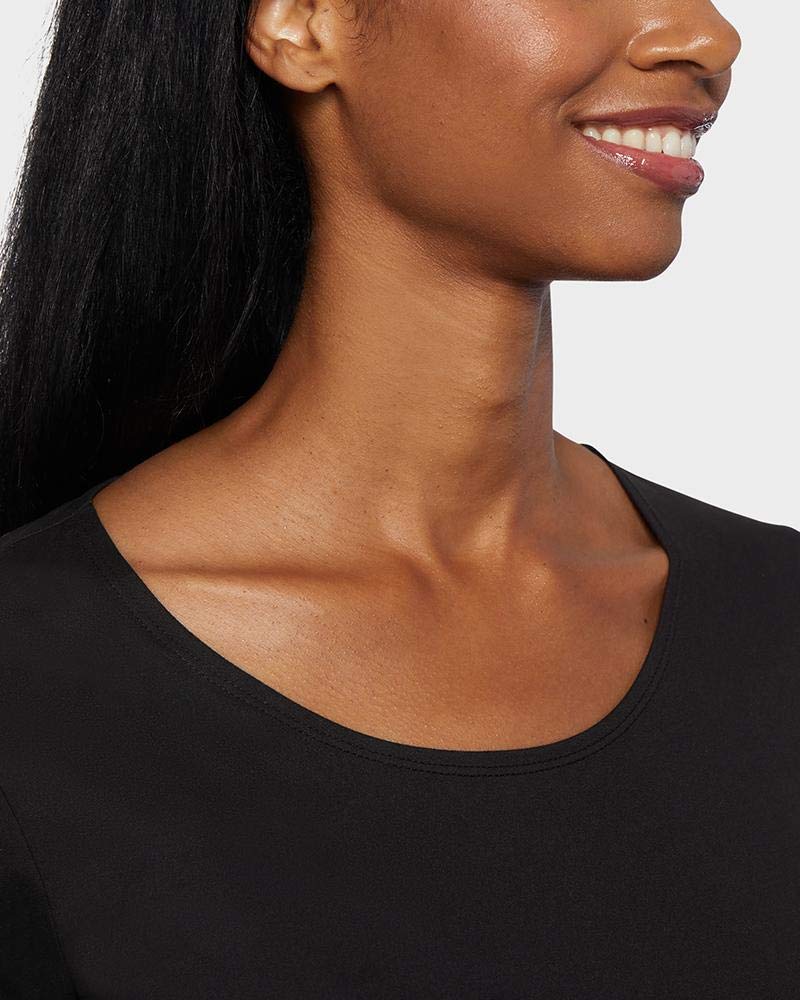 32 Degrees Heat Womens Ultra Soft Thermal Lightweight Baselayer Scoop Neck Long Sleeve Top, Black, Large