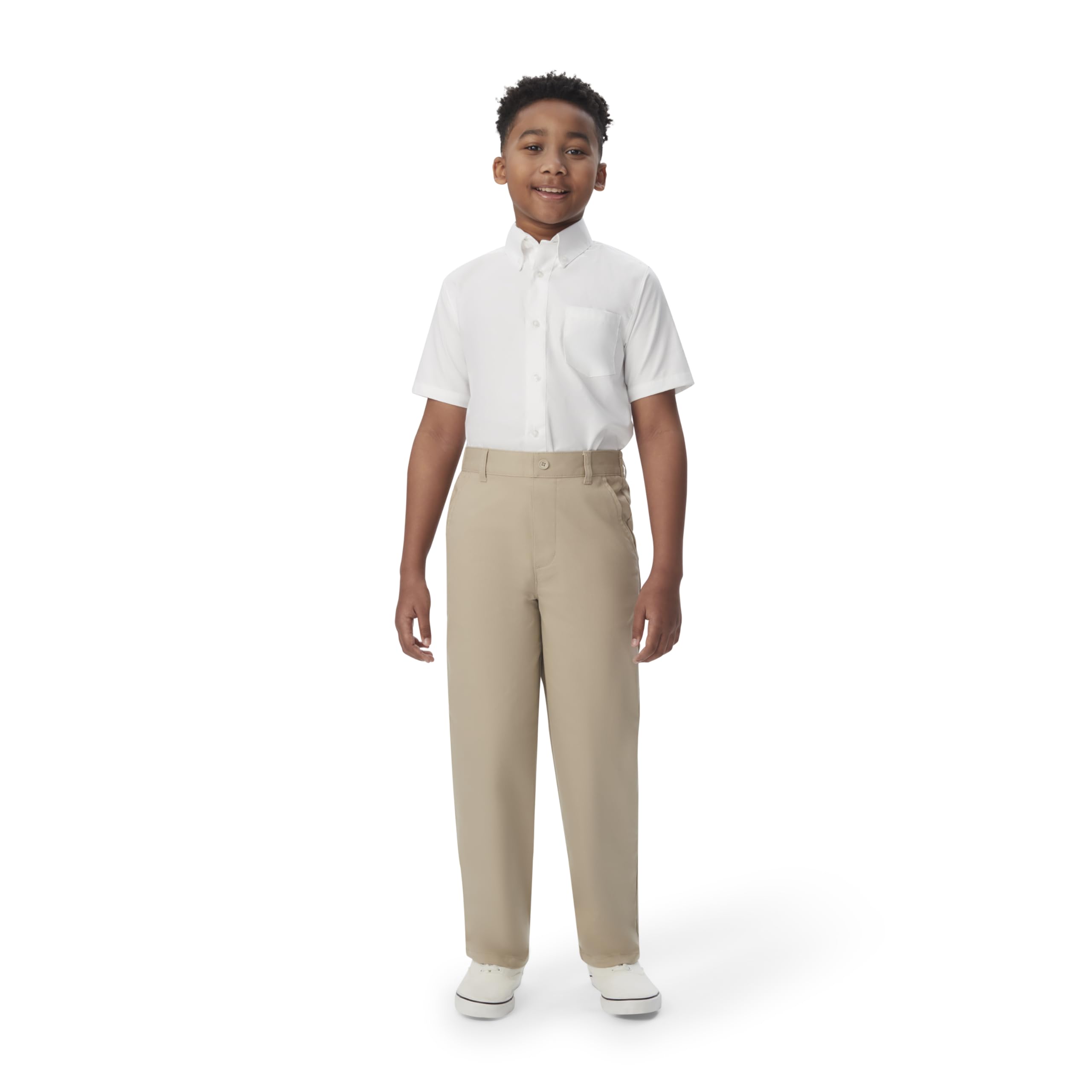 French Toast Boys' Big Pull-On Relaxed Fit School Uniform Pant (Standard & Husky), Khaki, 12