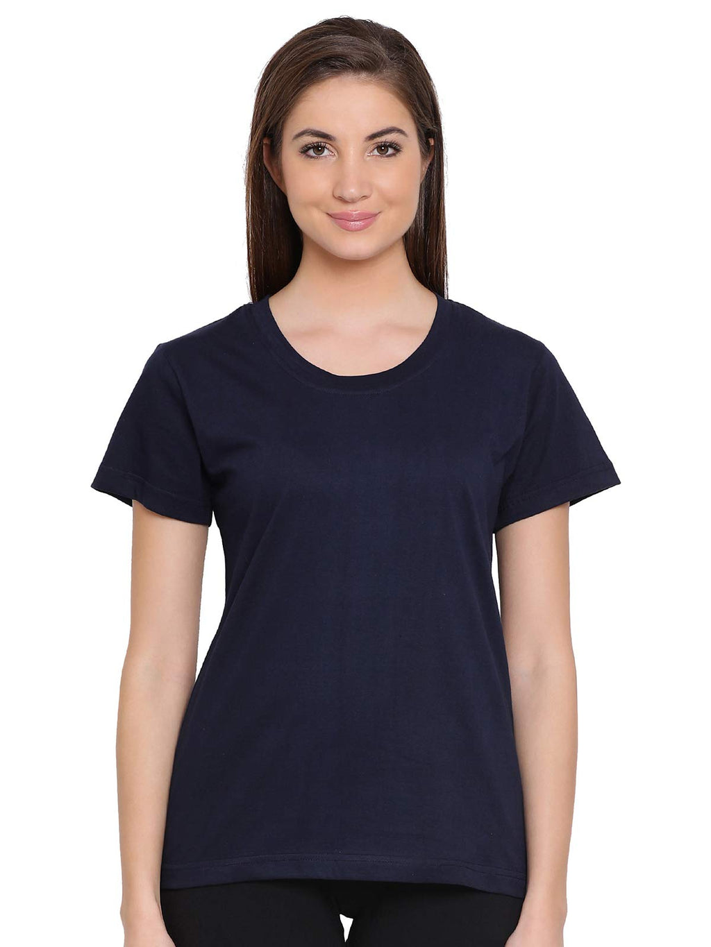 Clovia Womens Cotton Rich Sleep T-Shirt (LT0123P08_Blue_XL)