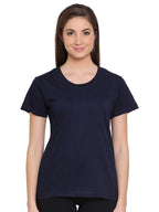 Clovia Womens Cotton Rich Sleep T-Shirt (LT0123P08_Blue_XL)