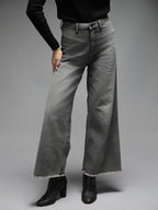High Star Women Straight Fit High-Rise Clean Look Heavy Fade Stretchable Jeans