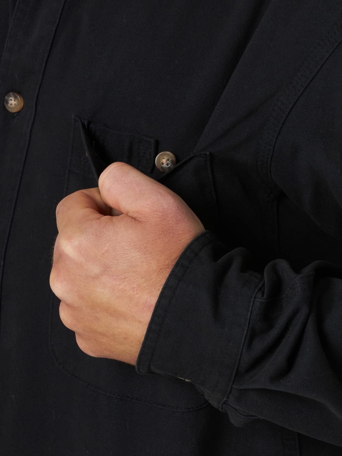 Wrangler Riggs Workwear Men's Logger Twill Long Sleeve Workshirt, Black, Medium