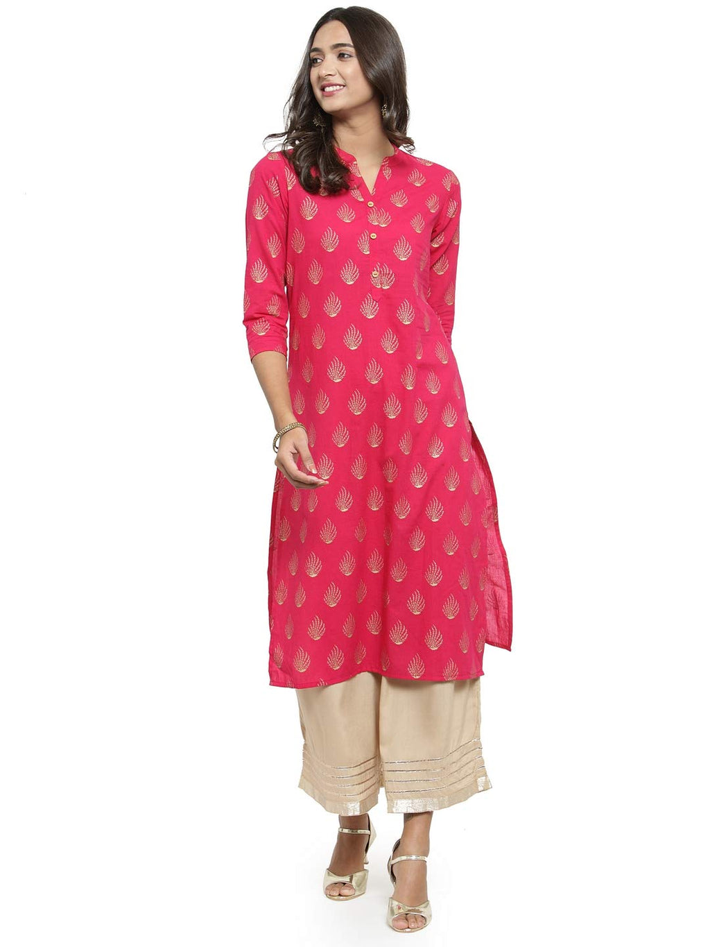 Gosriki Women'S Cotton Kurta (Kur190052-Xxl_2Xl_Pink)
