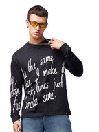 Bewakoof Mens Typography Oversized Fit Full Sleeve Round Neck Cotton Jersey T-Shirt 616667 Black_XL