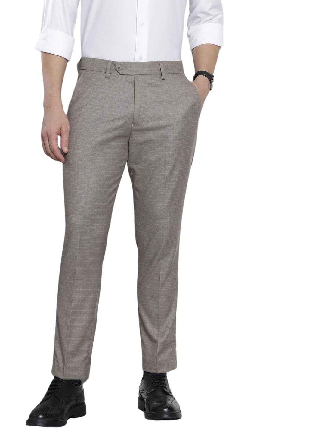 The Indian Garage Co Mens Slim Fit Checkered Formal Trousers Pants