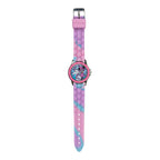 Disney Minnie Mouse Kids Time Teacher Watch with Hour & Minute Hands, Easy-to-Read Dial, and Glitter Silicone Strap - Pink & Blu