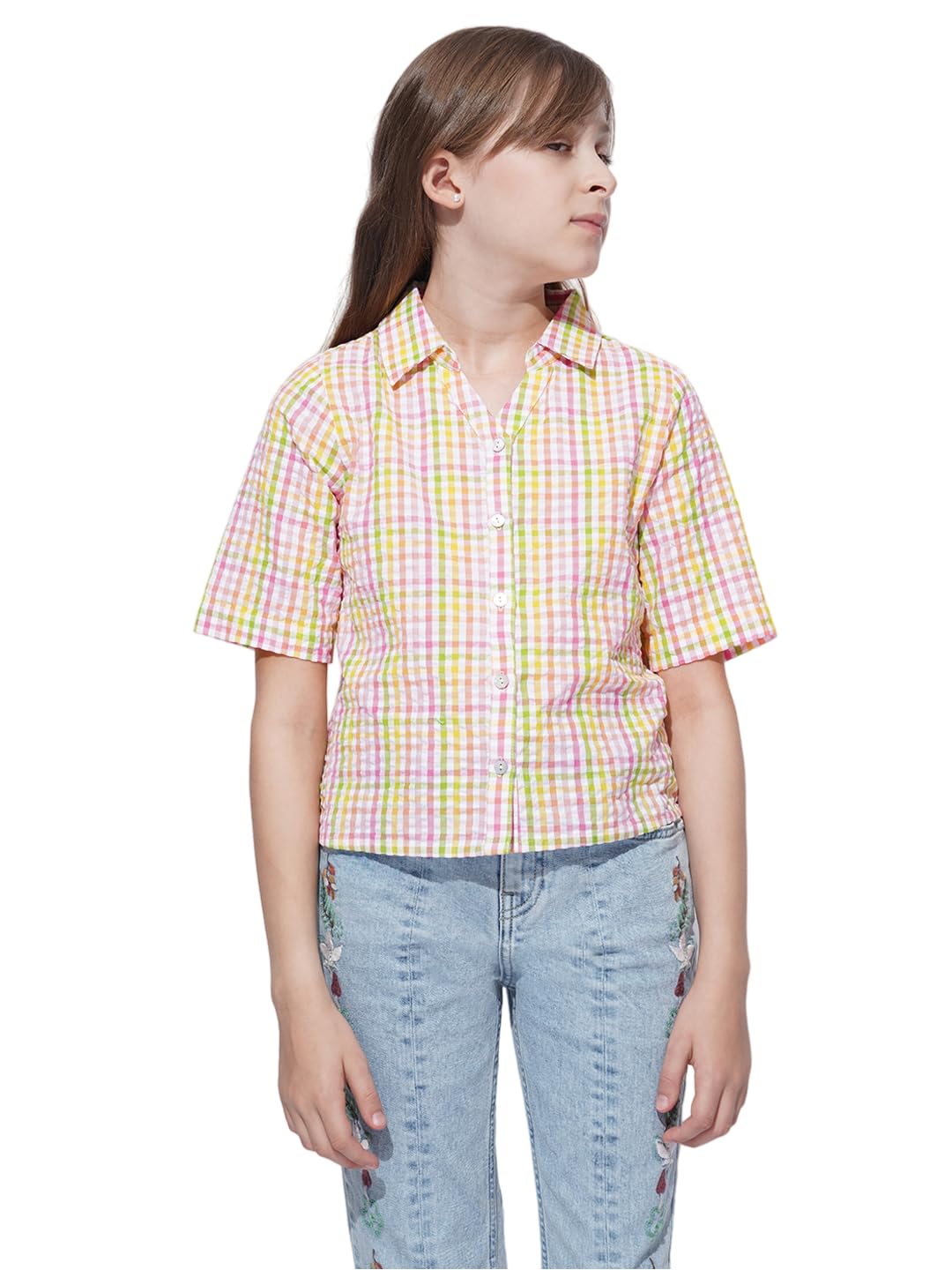 Vero Moda Girl Checks Cotton Regular Fit Multicolor Shirt