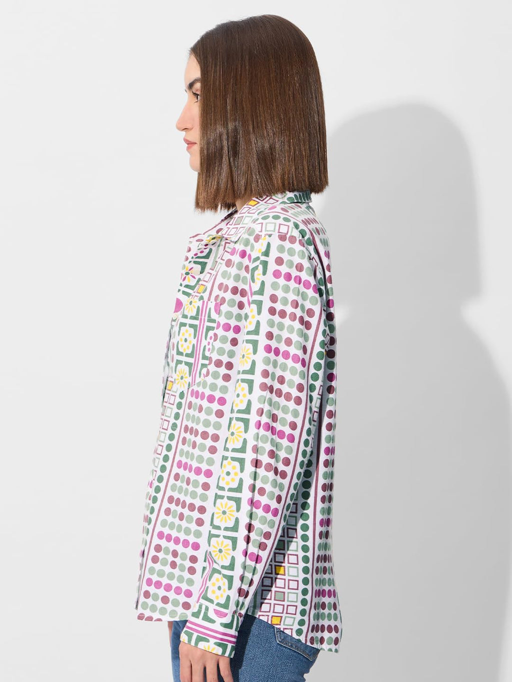 The Souled Store Originals: Aztec Women and Girls Long Sleeve Collared Neck Button Down Boyfriend Shirts Womens Boyfriend Shirts