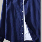 Rebelify MenS Cotton Blend Shirt With Full Sleeves Spread Collar Solid Pattern Botton Down Closure Relaxed Fit And Standard Len